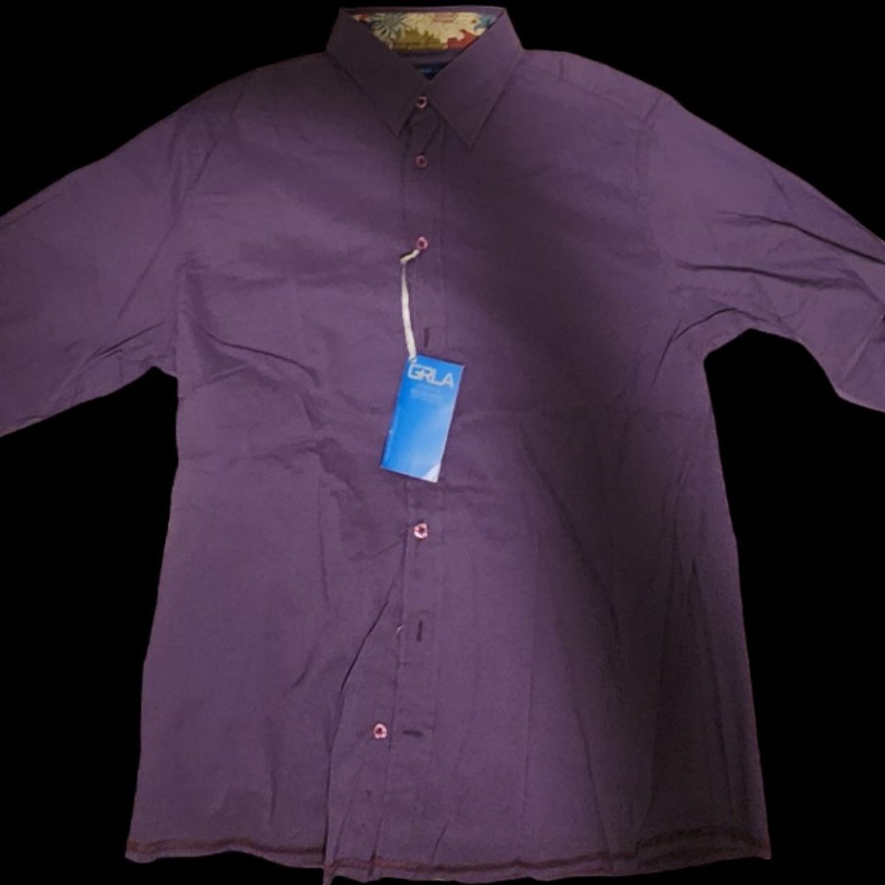 Georg Roth Los Angeles Purple Paisley Long Sleeve Button-Up Shirt (Size L)